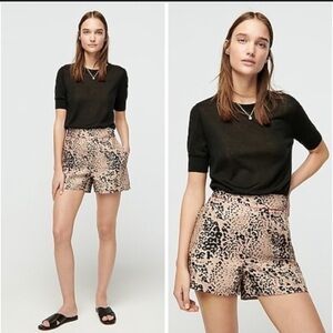 J.Crew | Trouser Short | Leopard Print | Linen Blend | Side Zip | Pockets | 00